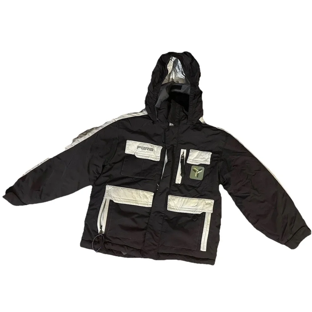 Fera Ski Jacket size 5 black Full Zip unisex Hooded snow